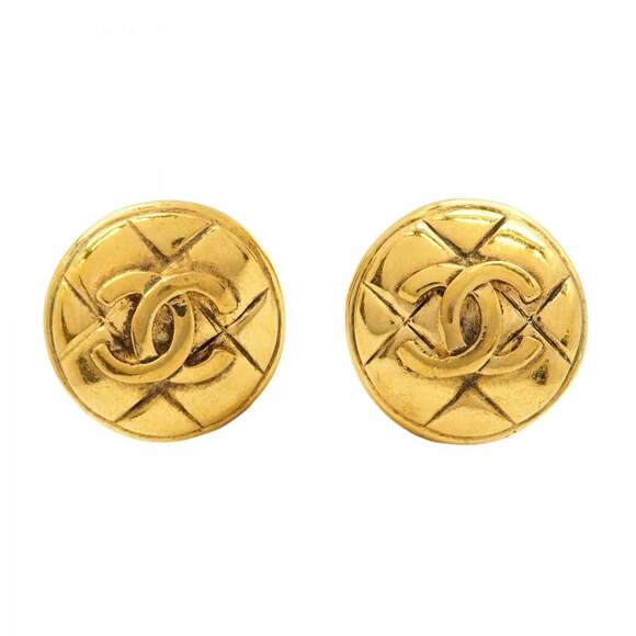 CHANEL Gold Logo Earrings